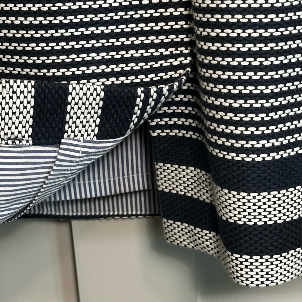 J Crew Sheath Dress Woven Striped Navy White Tweed Indigo Blue Bow Lined Sz 4P - Picture 6 of 11